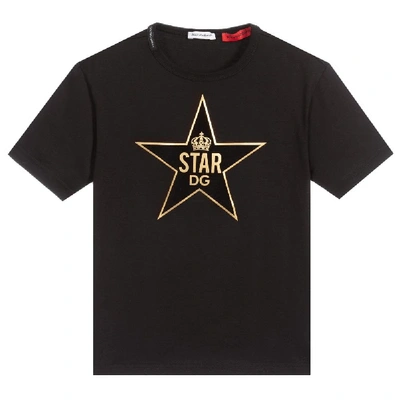 Shop Dolce & Gabbana Dolce &amp; Gabbana Star Gold T-shirt In Black