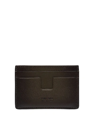 Shop Tom Ford Leather Card Holder In Brown