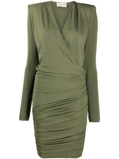 Shop Alexandre Vauthier Wrap Front Mini Dress In Green