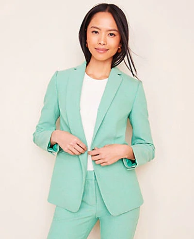 Shop Ann Taylor The Petite Hutton Blazer In Texture In Crystal Green
