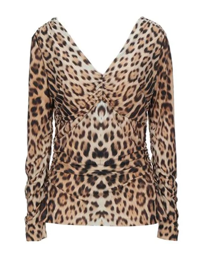 Shop Roberto Cavalli Woman T-shirt Beige Size 8 Polyamide, Elastane