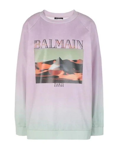 Shop Balmain Sweatshirts In Lilac