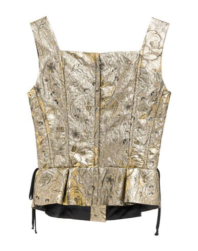 Shop Dolce & Gabbana Woman Top Gold Size 2 Polyester, Wool, Acrylic, Metallic Fiber, Silk