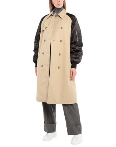 Shop Msgm Coat In Beige