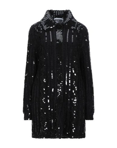 Shop Moschino Woman Overcoat & Trench Coat Black Size 8 Acrylic, Alpaca Wool, Wool, Polyamide, Pvc - Poly