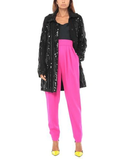Shop Moschino Woman Overcoat & Trench Coat Black Size 8 Acrylic, Alpaca Wool, Wool, Polyamide, Pvc - Poly