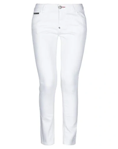 Shop Philipp Plein Denim Pants In White