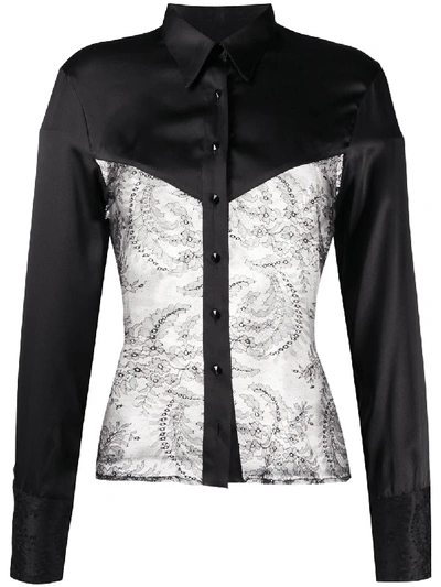 Shop Almaz Lace-panel Shirt In Black