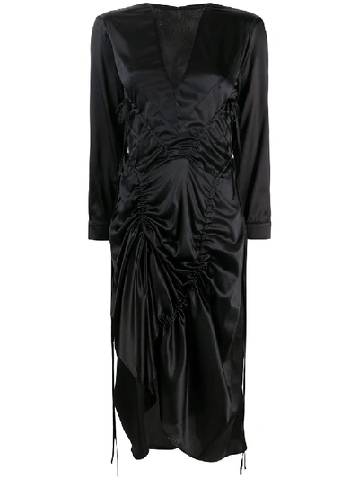 Shop Almaz Ruched-detail Midi Dress In Black