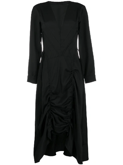 Shop Almaz Drawstring-detail Asymmetric Dress In Black