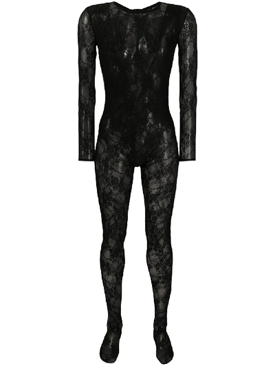 Shop Almaz Fitted Lace Catsuit In Black