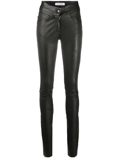 Shop Almaz Lace-panel Leather Trousers In Black