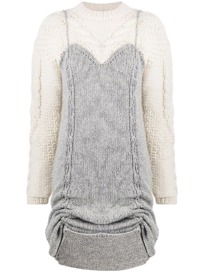 Shop Almaz Contrast Panel Chunky Knit Dress In Grey