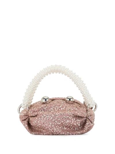 Shop 0711 Nino Sparkly Bronze Tiny Tote Bag In Pink