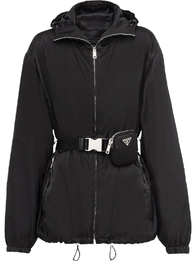 Shop Prada Re-nylon Gabardine Caban Jacket In Black