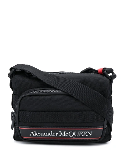 Shop Alexander Mcqueen Logo-print Shoulder Bag In Black