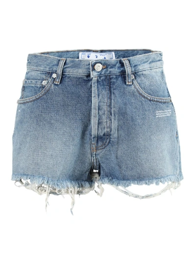 Shop Off-white Light Blue Denim Shorts