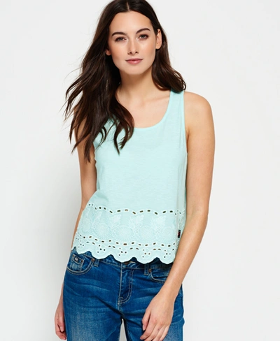 Shop Superdry Beach Broiderie Shell Top In Turquoise