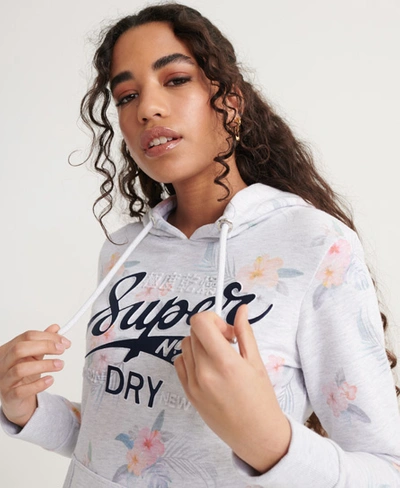 Shop Superdry Super 23 Tropical All Over Print Hoodie In White