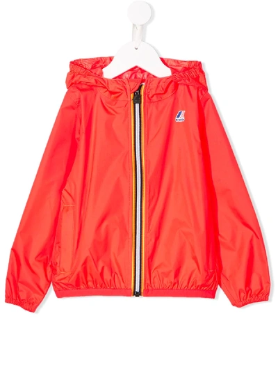 Shop K-way Zipped Hooded Jacket In Red
