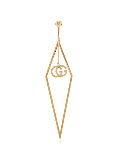 Shop Gucci 18kt Yellow Gold Logo Drop Earring In 8000 Metallic