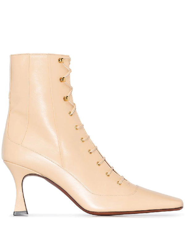 cream lace up boots