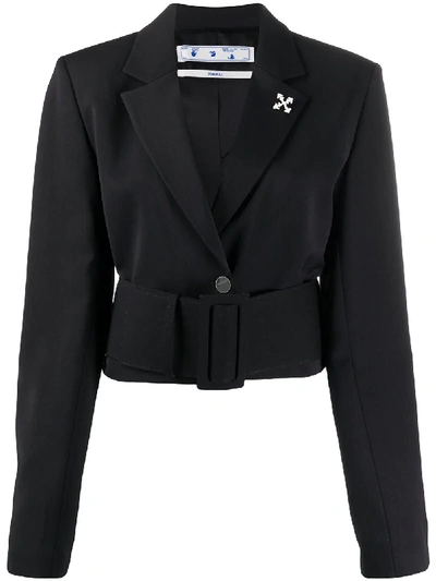 Shop Off-white Cropped Blazer Jacket In Black