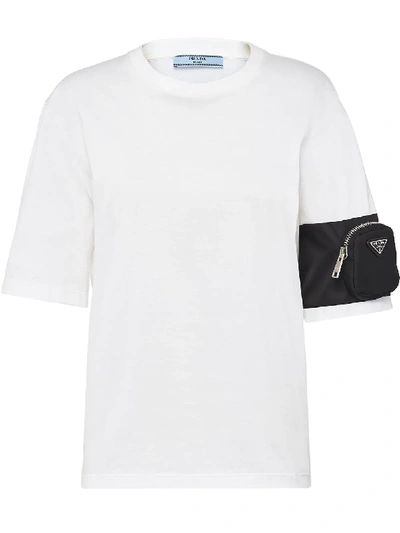 Shop Prada Zip-pocket Cotton T-shirt In White