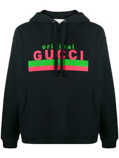 Shop Gucci Original  Print Hoodie In Black