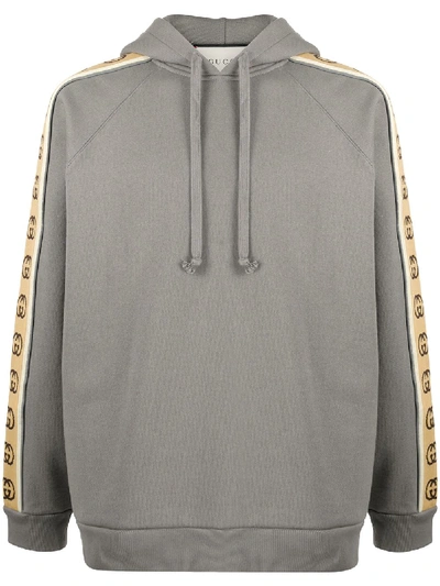 Shop Gucci Interlocking G Sleeve Hoodie In Grey