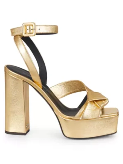 Shop Giuseppe Zanotti Laila Metallic Leather Platform Sandals In Gold