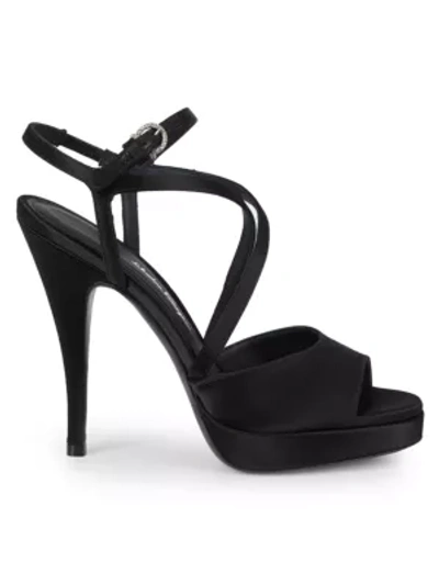 Shop Ferragamo Acate Satin Platform Sandals In Nero