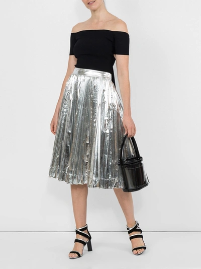 Shop Calvin Klein 205w39nyc Metallic Skirt Silver