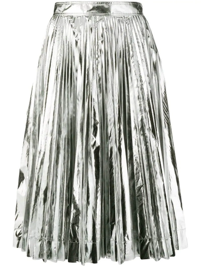 Shop Calvin Klein 205w39nyc Metallic Skirt Silver