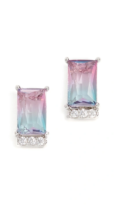 Shop Theia Jewelry Aurora Emerald Cut Stud Earrings In Multi