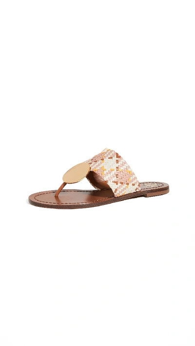 Shop Tory Burch Patos Disk Sandals In Neutral Woven