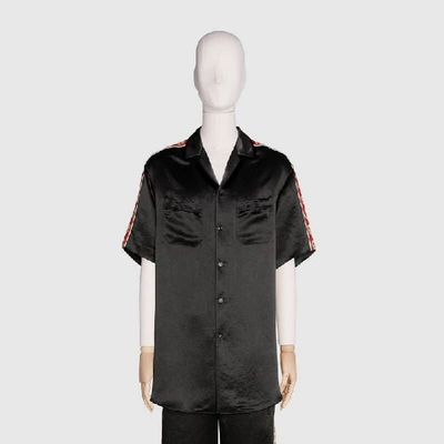 Shop Gucci Acetate Oversize Bowling Shirt In Black