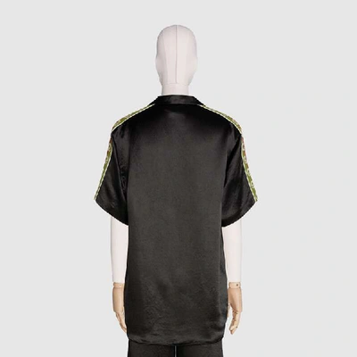 Shop Gucci Acetate Oversize Bowling Shirt In Black