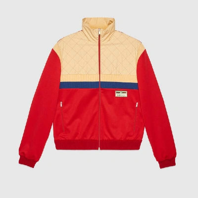 Shop Gucci Technical Jersey Zip-up Jacket In Red