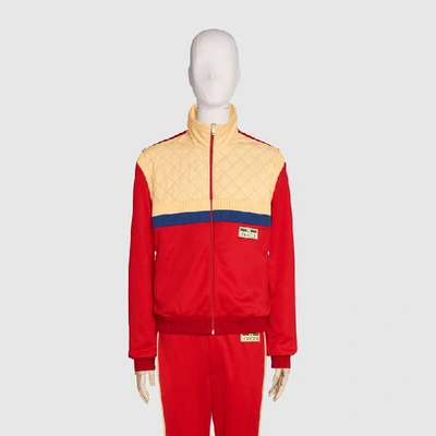 Shop Gucci Technical Jersey Zip-up Jacket In Red