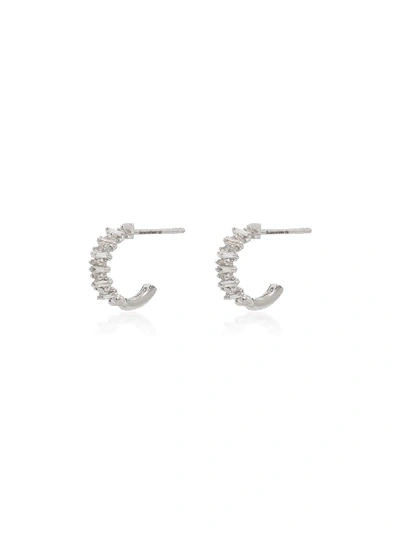 Shop Suzanne Kalan 18kt White Gold Diamond Hoop Earrings In Metallic