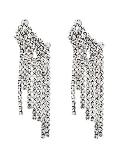 Shop Isabel Marant Silver-tone Fringed Crystal Earrings