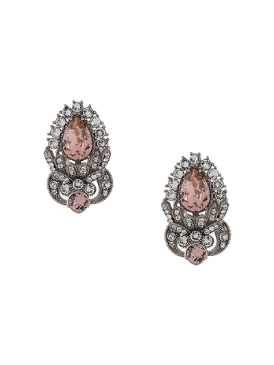 Shop Dolce & Gabbana Rhinestone-embellished Earrings In Silver