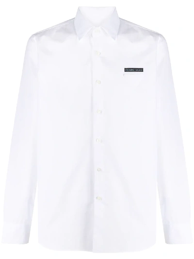 Shop Prada Logo Patch Shirt In Weiss