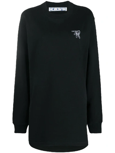 Shop Off-white Paper Clip Arrows Motif Sweatshirt Dress In Black