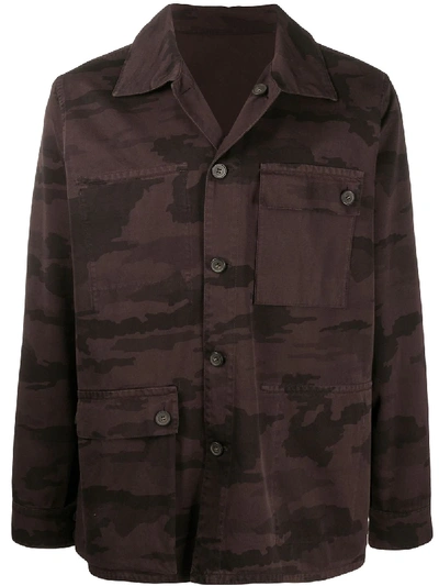 Shop Acne Studios Patch-pocket Reversible Shirt Jacket In Brown