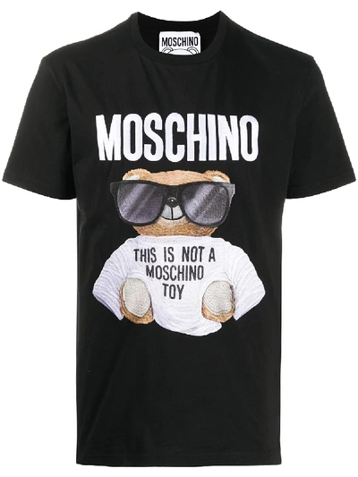 Shop Moschino Teddy Print T-shirt In Black