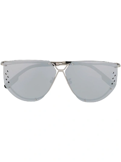 Shop Kenzo Perforated-detail Aviator-frame Sunglasses In Grey