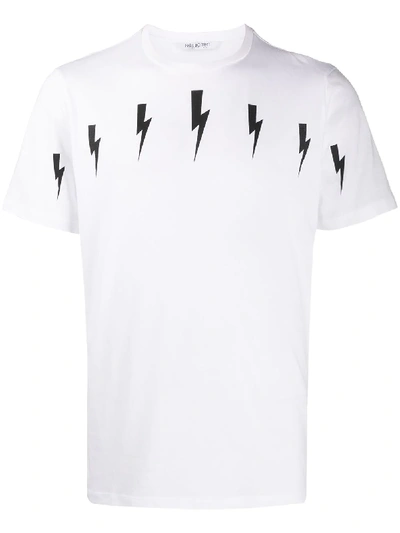 Shop Neil Barrett Thunderbolt Print T-shirt In White