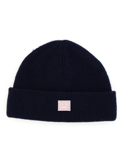 Shop Acne Studios Kansy Beanie In Navy/pink